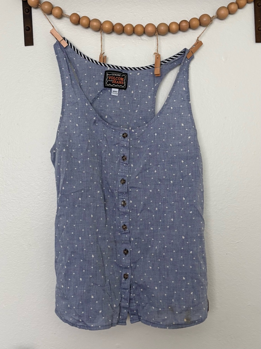 Volcom Blue Dot Button-Front Racerback Tank